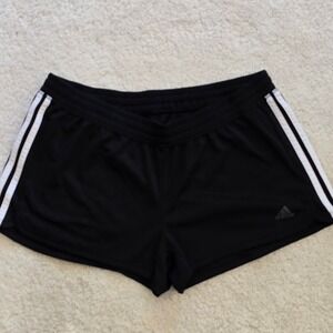 Adidas Womens ClimaLite Athletic Shorts Black XL Elastic Waist‎ 3 Stripe
